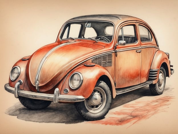 Auf dem Bild ist ein orangefarbener Oldtimer zu sehen, der stark an den klassischen Volkswagen Käfer erinnert. Die sanften Kurven und die einfache Form des Fahrzeugs spiegeln eine zeitlose Ästhetik wider, die auch in der finnischen Designkultur geschätzt wird.

Die finnische Designkultur legt großen Wert auf Funktionalität und Minimalismus, Eigenschaften, die auch beim Design von Automobilen erkennbar sind. Ähnlich wie bei den Möbeln und Haushaltsgegenständen, die oft klare Linien und eine einfache Formensprache aufweisen, findet sich auch im Automobildesign der Wunsch nach Schlichtheit und praktischer Eleganz. Der Käfer, bekannt für seine robuste Bauweise und Benutzerfreundlichkeit, passt gut in dieses Konzept, da er als ein Beispiel für durchdachte Gestaltung gilt, die sowohl ästhetisch ansprechend als auch praktisch ist. 

Insgesamt symbolisiert das Fahrzeug zeitlose Werte, die sowohl in der Automobilindustrie als auch in der finnischen Designphilosophie geschätzt werden.