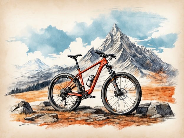 Auf dem Bild ist ein Mountainbike zu sehen, das auf einem felsigen Untergrund steht, umgeben von einer malerischen Berglandschaft. In der Umgebung könnten Aktivitäten wie Mountainbiken auf den umliegenden Trails, Wandern in der Natur, oder das Erkunden der beeindruckenden Aussicht auf die Berge stattfinden. Die Landschaft lädt auch zu einem Picknick oder einer entspannenden Pause ein, um die frische Luft und die schöne Aussicht zu genießen.