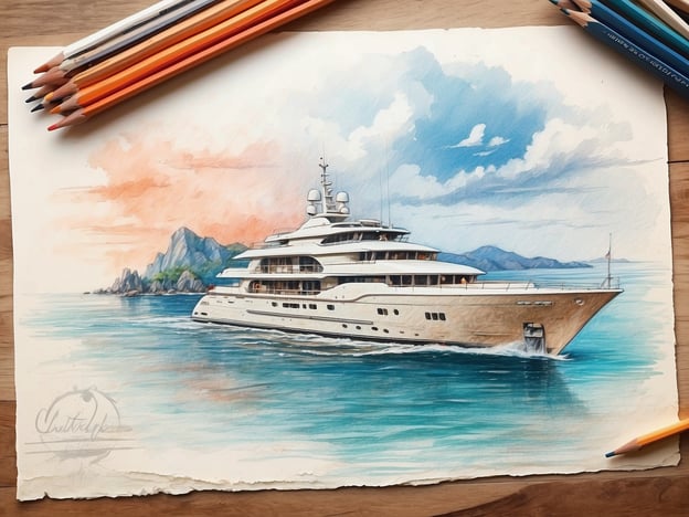 Auf dem Bild ist eine wunderschöne Yacht zu sehen, die durch ruhige Gewässer fährt, umgeben von einer malerischen Landschaft. Diese Darstellung könnte perfekte Einblicke in einzigartige Segelerlebnisse auf den Inseln bieten, wo man in entspannter Atmosphäre die Schönheit des Meeres und der Natur genießen kann. Der Sonnenuntergang im Hintergrund schafft eine traumhafte Stimmung, die zu unvergesslichen Erlebnissen auf dem Wasser einlädt.